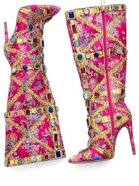 Statement Jewel Embellished Knee-High Stiletto Boots
